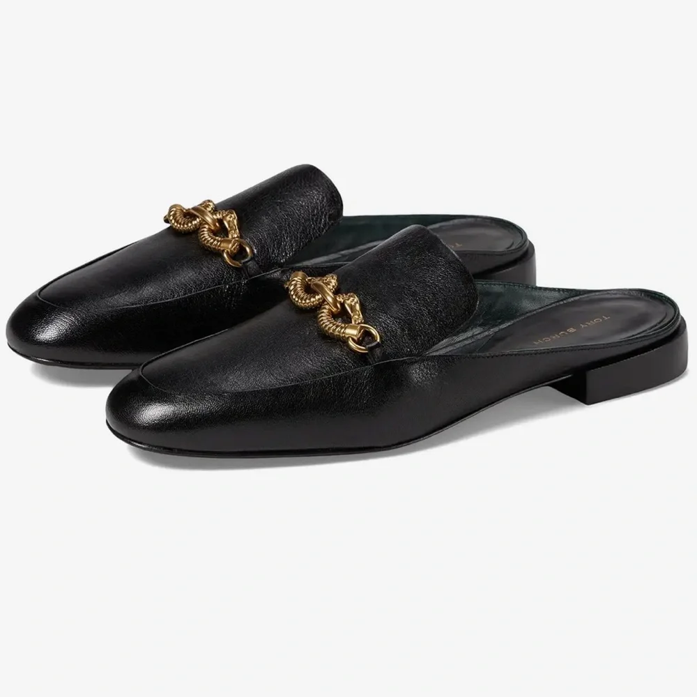 Tory Burch Jessa Backless Loafers Women  $298 Color: Perfect Black size 8.5
